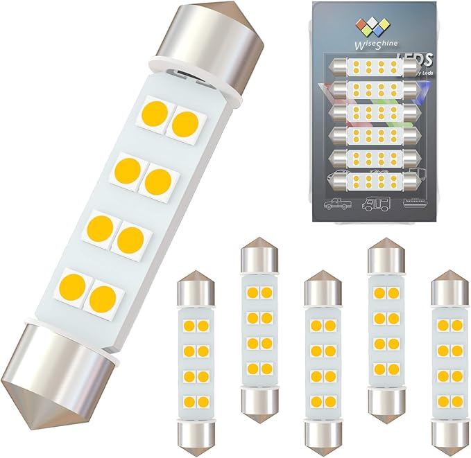 DC 24V 44mm Festoon LED Bulb 578 LED Car Bulbs Warm White 211-2 Navigation Bulb for Truck Interior Dome Reading Map Cargo Lights(Pack 6)