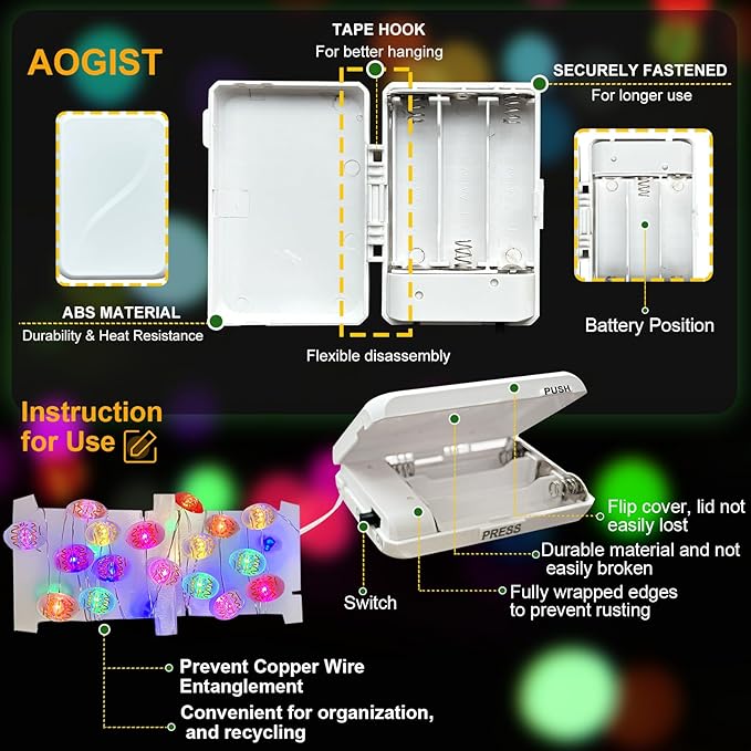 Aogist 50LED Fairy Lights 16ft Dual PowerFlexible Copper Wire Waterproof String Lights for Outdoor Christmas Wedding Bedroom Party Decor (Easter Egg, 1 Pack)