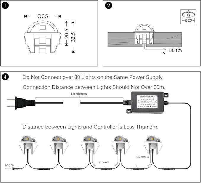 Low Voltage LED Deck Lighting Kits with Transformer, 10 Pack IP65 Waterproof Outdoor Recessed Wall Patio Stairs Step Garden Yard Decorations Landscape Lights (Cold White,Silver)