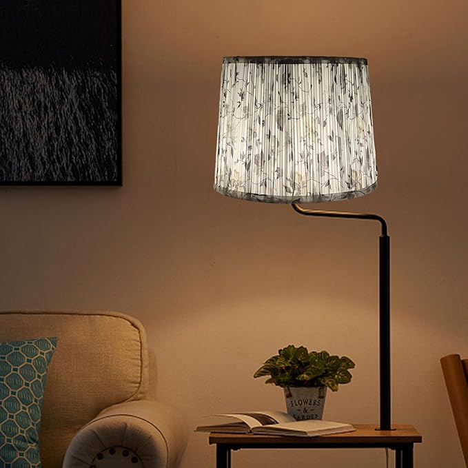 TOOTOO STAR Small Pleated Lamp Shades for table and floor lamps, 10.5" Top x12" Bottom x 9" High, Easy to Assemble, Replacement Print Drum Lampshades for Table Lamps & Bedside Lamps