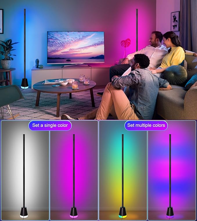 Ericlin Corner Floor Lamp, Smart RGB LED Corner Lamp with App and Remote Control, 16 Million Colors & 68+ Scene, Music Sync, Timer Setting,Ideal Standing Lamp for Living Rooms,Bedrooms,Gaming Rooms