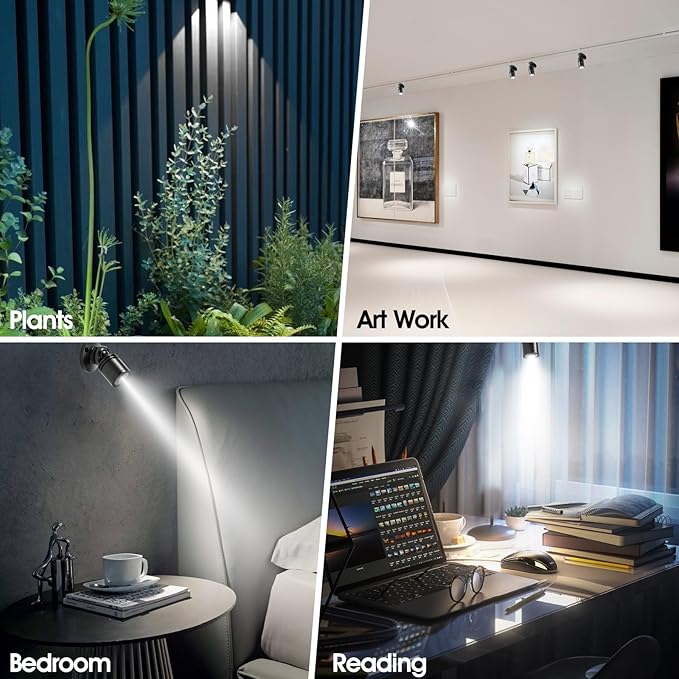 DEDC 6pcs Mini LED Spot Lights, 1W 5V 6000K Under Cabinet Lights, Mini Spotlights for Displays with Dimmer (Cool White-Pushbutton Switches-USB Plug)