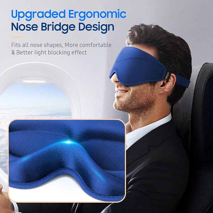 Sleep Mask, 2 Packs Premium Eye Mask for Sleeping, Total Blackout, Superior Soft Comfort, Upgraded 3D Ergonomic Designed Sleeping Mask for Home, Office, Travel, Meditation, Yoga, Blue & Purple