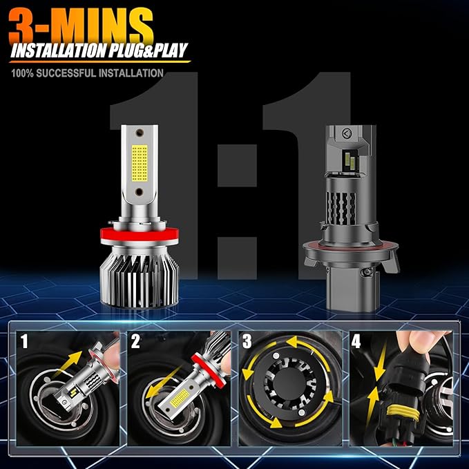 Car Light Bulbs Set Fit For Ford Fusion 2006 2007 2008 2009 2010 2011 2012-2015 2016 2017 2018,High Low Beam Fog Light Bulbs Combo Pack,6500K White Plug and Play Car Driving Lights Bulb,IP68 6-Pack