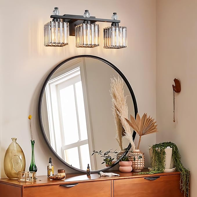 Sand Black Bathroom Vanity Lights Crystal Vanity Light Bathroom Lighting Fixtures 3 Light Modern Vanity Lighting Fixtures