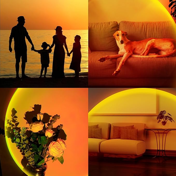 Sunset Lamp Projector,360 Degree Rotation Sun Lamp Led Night Light with USB Port,Sunset Lamp for Room Decor, Photography,Tiktok Live,Christmas Gifts for Women