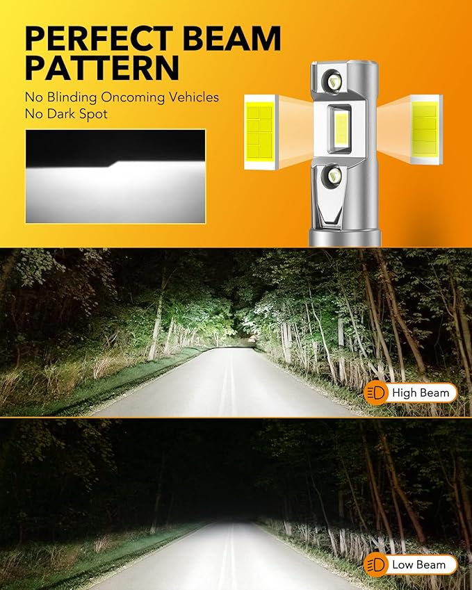 OXILAM 9005 9006 LED Bulb Combo HB-3 HB-4 Bulbs, 70000LM 120W, Ultra-Bright, 5 Min Quick Install, 70000H Lifespan, No Flicker, 99% Compatibility