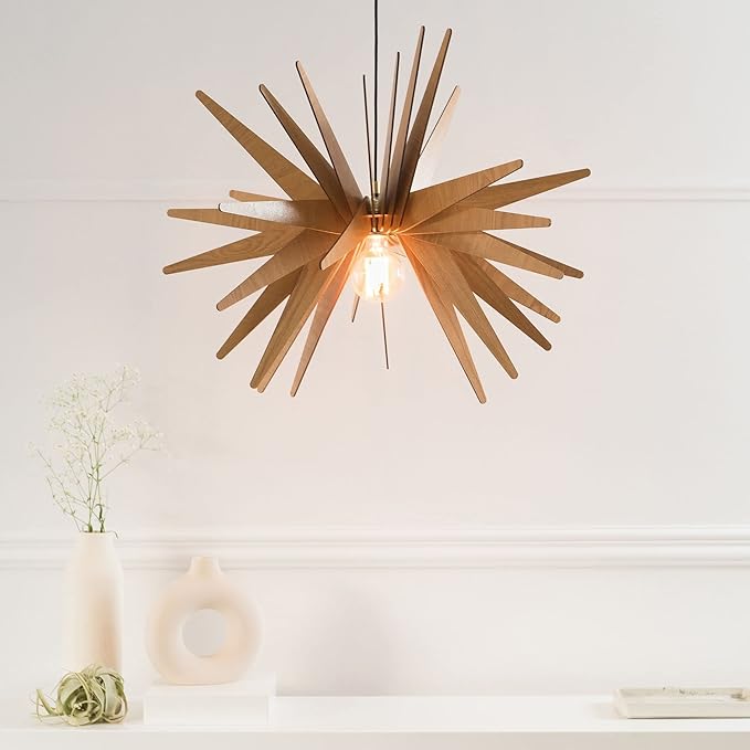 Explosion Wood Pendant Light | Mid Century Modern Chandelier | Hanging Lamp | Wood Chandelier Lighting | Modern Light Fixture | Modern Pendant Light