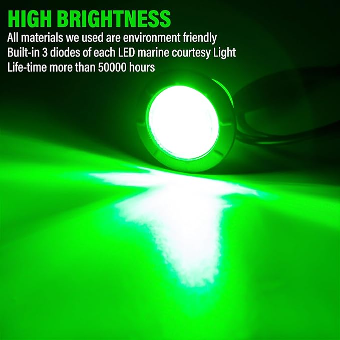 ALFU 10PCS Blue/White/Green/Red 3/4" 12V LED Clearance Marker Lights – Round Bullet Side Indicator Lamps for Truck, Trailer, RV, Van, Boat, Bus, Caravan (Green 10PCS)