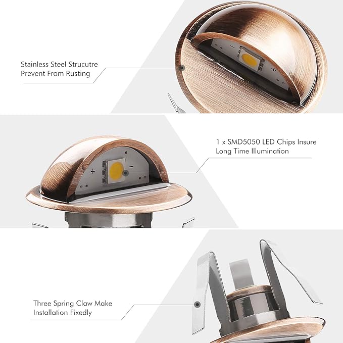 LED Outdoor Deck Lights Kit, 12V Low Voltage 10 Pack IP65 Waterproof Small In-Ground Recessed Step Deck Lighting with Transformer Pathway Outdoor Landscape Decoration Lamps(Cold White, Bronze)