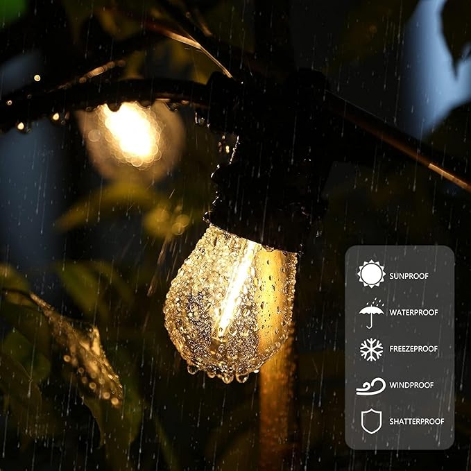 BORT 48Pack S14 LED Replacement Light Bulb, Shatterproof Outdoor String Light Bulbs, 1 Watt to Replace 11Watts Incandescent Bulb, E26 Regular Medium Screw Base, 2200K Warm White, Non-Dimmable