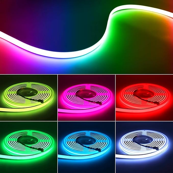 Addressable COB LED Strip, IP68 Waterproof 24V 16.4ft WS2811 RGB-IC Dream Rainbow Color White PCB LED Tape 720LEDs/m with Silicone Tube for Outdoor Decor Lighting (Without Controller and Power Supply)