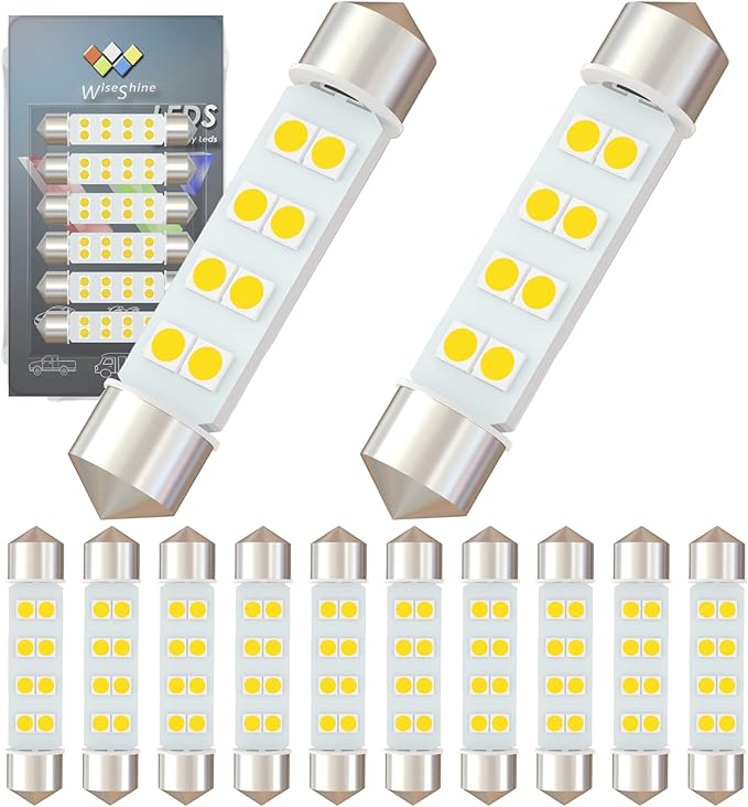 DC 24V 44mm 569 Led Bulb Natural White 578 561 212-2 LED Festoon Bulb for Truck Interior Reading Map Glove box Lights(Pack 12)