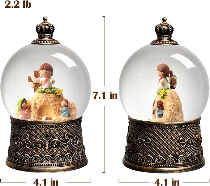 Empty Tomb Easter Scene and Cross Decoration Easter Snow Globe Easter Decorations for Home Music Christian Gifts with 6H Timer USB/Battery Powered 105mm Globe