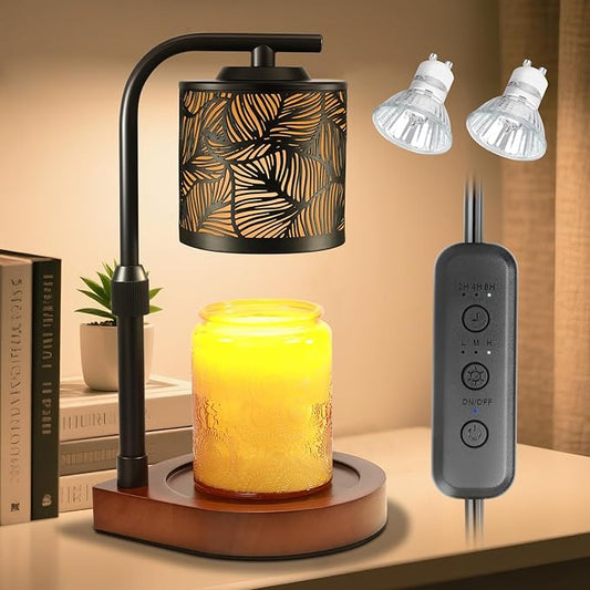 Candle Warmer Lamp with Timer & Dimmer- Electric Wax Melt Warmer with Adjustable Height for Scented Candles, Home Décor Fragrance and House Warming Birthday Gifts for Women Mom