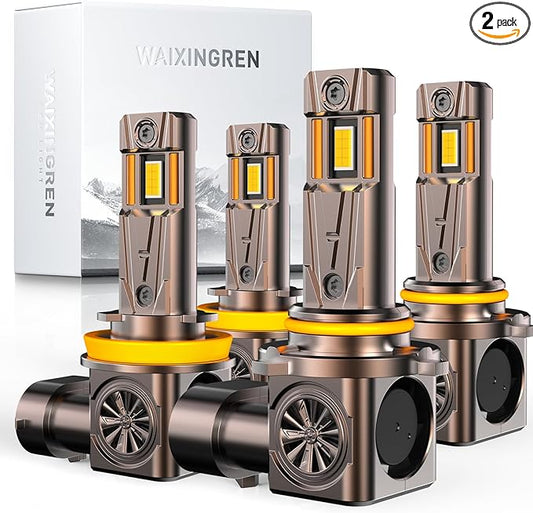 Upgraded 9005 9006 Bulbs Combo, 32000 LM Super Bright 6500K Fog Bulbs with Cooling Fan, 3 Min Plug and Play, Pack of 2 (9005+9006)