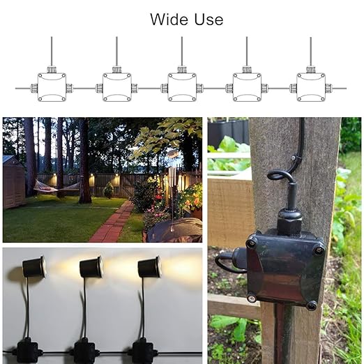 Waterproof Junction Box, IP68, 3-Way Outdoor Cable Connectors,Outdoor/External Electrical Light Junction Box Ø 6mm-10.2mm (6 Pack)