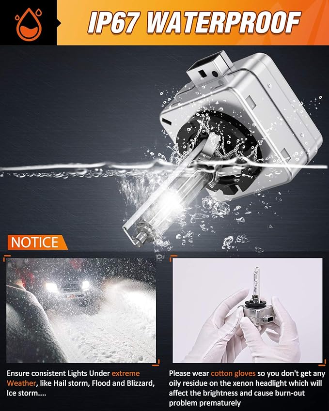 Nilight D3S HID Headlight Bulbs, Super Bright D3S HID Bulb 6000K Diamond White High Low Beam HID Xenon Bulbs Replacement, 2-Pack