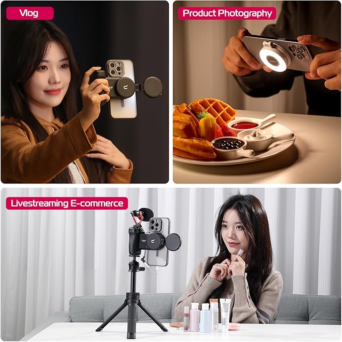 ULANZI Magnetic Selfie Light, LED Fill Light Compatible with Magsafe, LED Selfie Ring Light Included Sticky Ring for Phones, for Selfies/Photography/TikTok/Zoom Calls/Video Conference Color Black