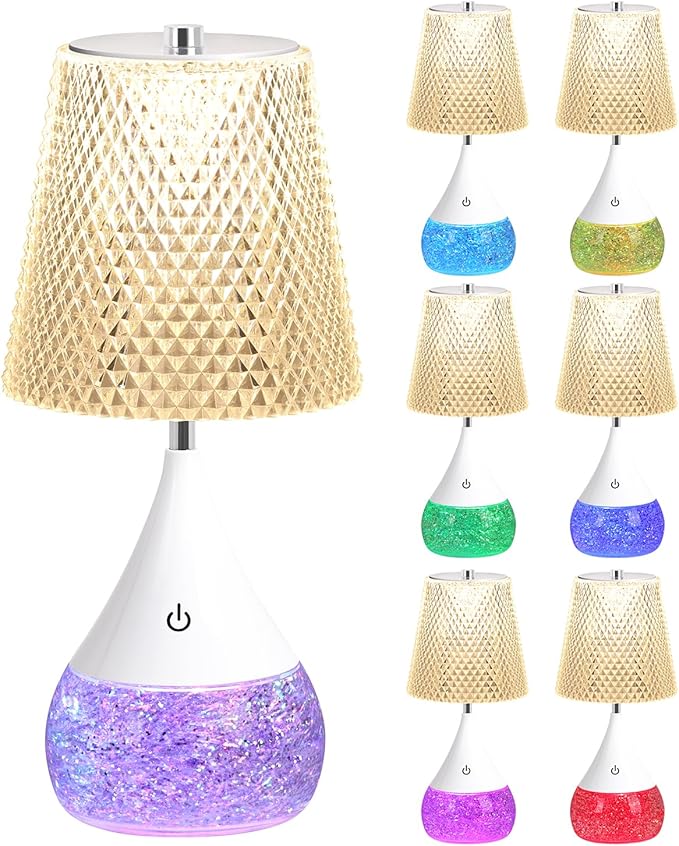 7-Color Changing LED Night Light - Soothing Mood Lamp for Bedroom, Living Room & Office - Relaxing Flashing Glass Decoration Light ((French Country))