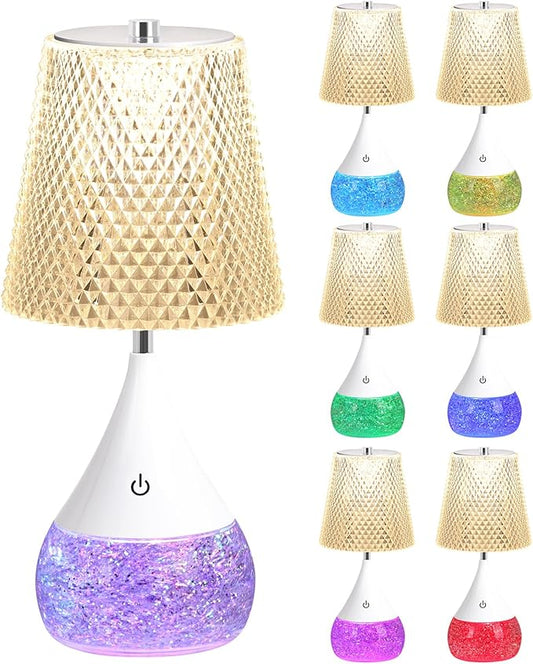 7-Color Changing LED Night Light - Soothing Mood Lamp for Bedroom, Living Room & Office - Relaxing Flashing Glass Decoration Light ((French Country))