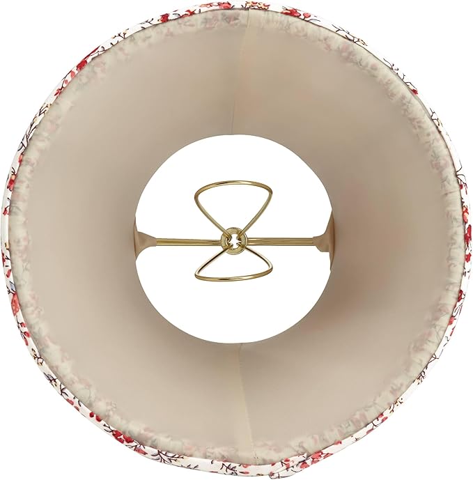 Nelle 3 1/2" Top x 6" Bottom x 5" High x 5" Slant Print Cottage Core Lamp Shade Replacement Small Red Empire Round Farmhouse Country Traditional Fabric Pleated Floral Clip On Candelabra - Springcrest