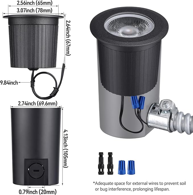 LEONLITE 7W 5CCT Well Lights Landscape LED In Ground, 12-24V AC/DC Low Voltage, CRI90 IP67 Inground Well Lights Outdoor, Black Aluminum Housing, Embedded Parts Included, Pack of 6