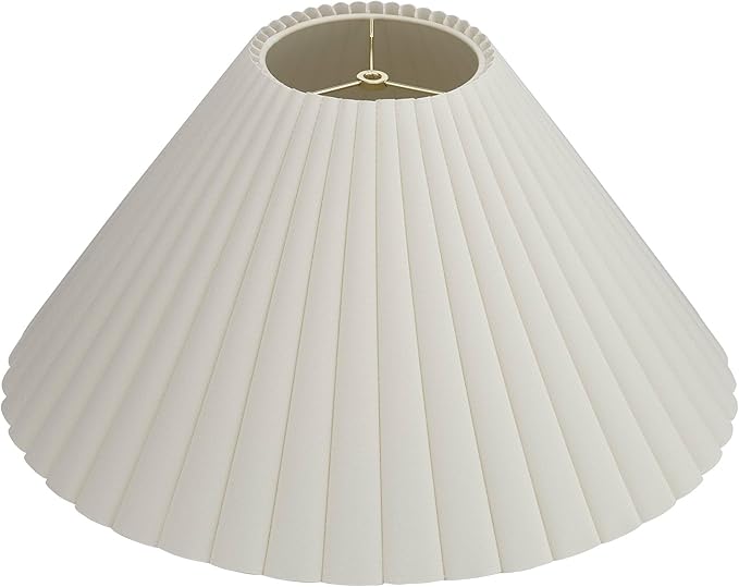 Lamp Shade 6.75" Top x 20.75" Bottom x 10.5" High x 12.5" Slant, 6" Diameter Inside Top x 19.25" Inside Bottom, Large Round Antique White Empire Fabric Box Pleat Spider Harp Finial - Springcrest