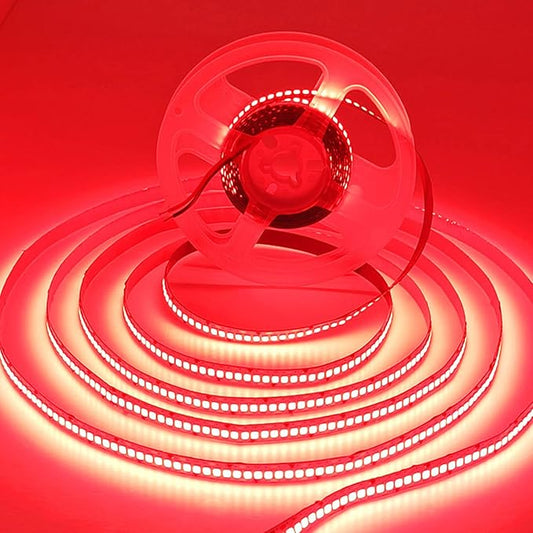 SUYOOULIN LED Strip Lights, SMD 2835 LED Strip, DC12V 1200LEDs 16.4Ft 26000LM High Density LED Light Strips Non-Waterproof IP21, 3 Times Brightness Than SMD3528 LED Strip, Red