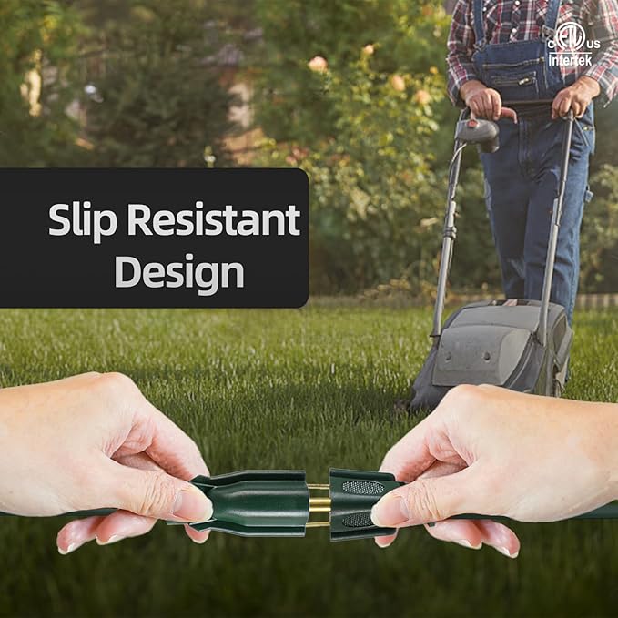 50FT 16/3 Gauge Green Outdoor Extension Cord Waterproof Light Duty, 3 Prong Cold Weatherproof -40℉ Flexible Power Cord, 13A 1625W SJTW ETL Listed for Lawn Mower, Christmas Lights, Tools