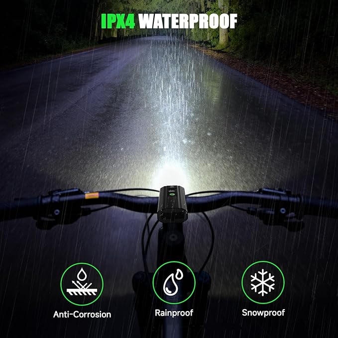 Super Bright Bike Lights for Night Riding, 5+5 Modes USB C Rechargeable LED Bicycle Light Front and Rear, 2000 Lumens Headlight and Back Tail Light Set for Road Mountain Urban Cycling