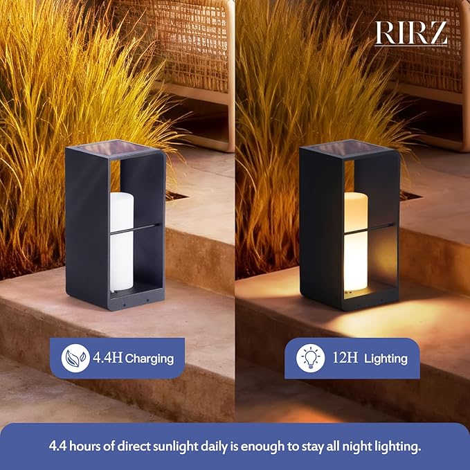 Modern Floor Lamp with Remote (Adjustable Brightness), Dusk to Dawn Outdoor Solar Lanterns Waterproof IP65, Unique Floor Lamps, 3000K Solar Outdoor Lamp for Patio Backyard Garden Deck Decoration