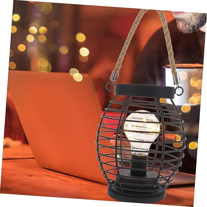 Retro Metal Led Lantern Lightweight Basket Design for Bedside Desk Use for Home and Events Cordless Rechargeable Night Light