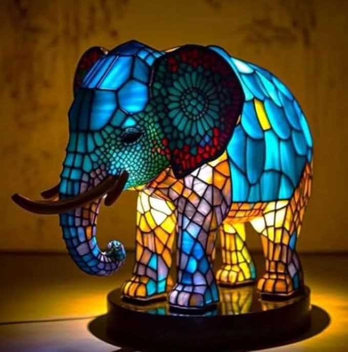 Vintage Animal Night Light Home Decor,Bohemian Resin Decorative Bedside Lamp,Retro Painting Table Lamp Nightlight for Bedroom Decoration, Party Decor,Gift for Animal Lovers,Friends and Familys 5.91In