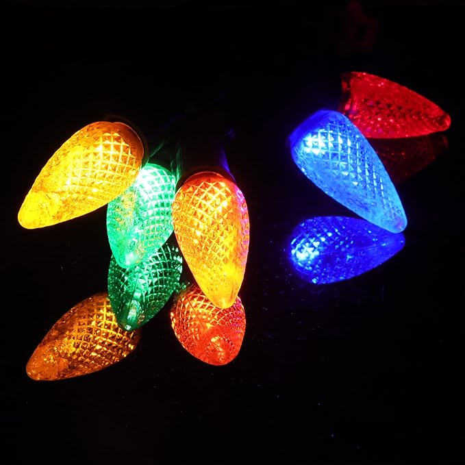 25PCS C9 LED Christmas Light Bulbs - C9 led Bulbs with E17 Base Sockets Replacement Bulbs for Outdoor String Lights - Commercial Grade Multicolored