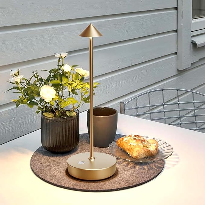 Rechargeable Cordless Table Lamp, 6000mAh LED Battery Operated Desk Lamp Touch 3 Color Stepless Dimming Portable Outdoor Waterproof Table Light for Patio/Restaurant/Dining/Home(Bronze)