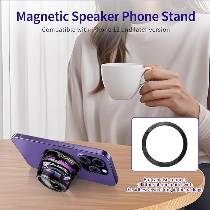 G200 Magnetic Bluetooth Speaker - Portable Mini Bluetooth Speaker with Phone Stand, Game Mode, 7H Playtime, RGB Light, Perfect Teen Gift for Camping & Home Decor