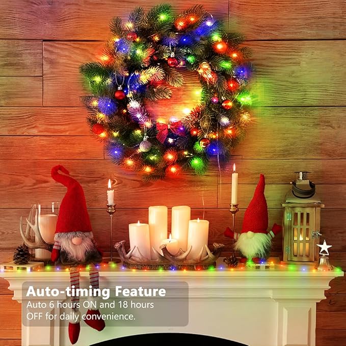 16.5ft Battery Operated String Lights, 50 LED Twinkle Fairy String Lights Battery Powered with Timer for Indoor Outdoor Christmas Trees Wreath Decoration Party Bedroom - Multicolor