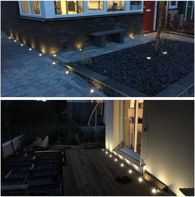 FVTLED LED Deck Lights Set, 30pcs Φ1.22 Low Voltage Waterproof Recessed Deck Lamp Warm White LED In-ground Lighting Outdoor Garden Yard Pathway Patio Step Stairs Decor