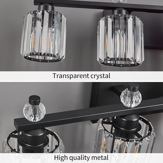 Bathroom Vanity Lights 5-Light Sand Black Modern Crystal Vanity Light Fixtures Over Mirror Crystal Bathroom Vanity Lighting Fixtures