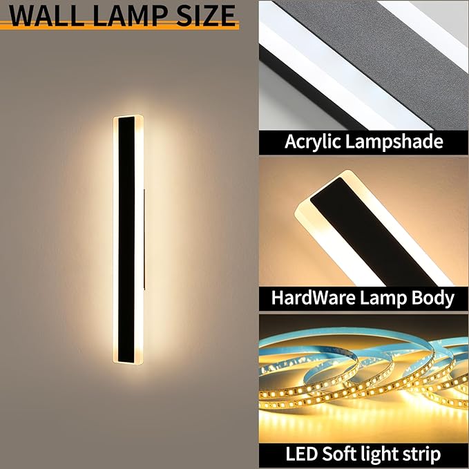 Mikeru 2pack 39.3inch Outdoor Wall Light Fixtures, 3000K Modern Exterior Lights for House Ip65 Waterproof Rust Outdoor Light Fixtures Hardwire Wall Mount Exterior Lighting for Shop,Garage