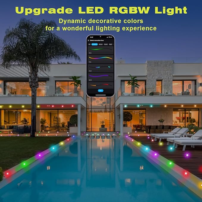 FVTLED LED Deck Lights Kit, Φ1.22 Low Voltage WiFi Pixel RGBW+IC Multi-Color Dynamic Deck Lighting with Remote Control, IP67 Waterproof Outdoor Step Lights DC12V for Garden,Steps,Stair(30 Pack, Black)