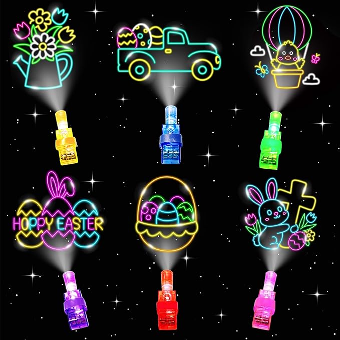 24 Pack Easter Eggs Fillers with Finger Lights, Easter Party Favors Light Up Toys for Kids Boys Girls Easter Egg Fillers Easter Hunt Filling Treats Easter Basket Stuffers