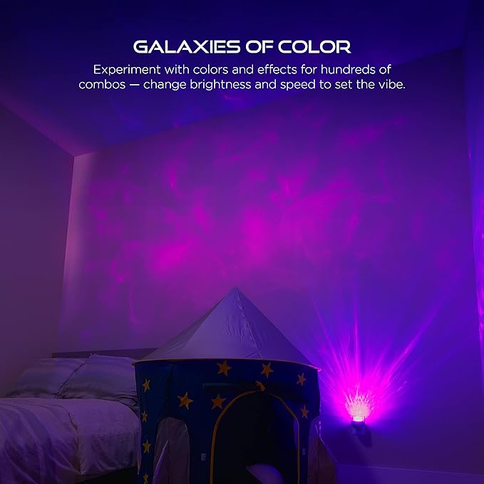 Enbrighten Galaxy Projector Plug in Night Light for Kids LED Lights for Bedroom Space Nightlight Aurora Playroom Game Room Lighting 70334-T1