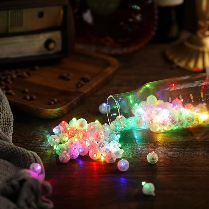 Aogist 50pcs Multicolor Balloon Lights,Long Standby Time Waterproof Twinkle Mini Light,Battery Powered,Round LED Ball Lamp for Latex Balloon Easter Eggs Wedding Christmas Halloween Party Decorative