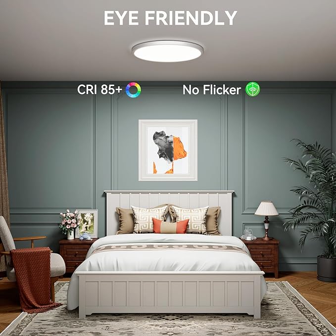 hunhun 6 Pack 16 Inch Dimmable LED Flush Mount Ceiling Light 4800LM Round Light Fixture 5 Color Temperature Selectable Large Flat Ceiling Lamp for Living Dining Room White ETL Listed