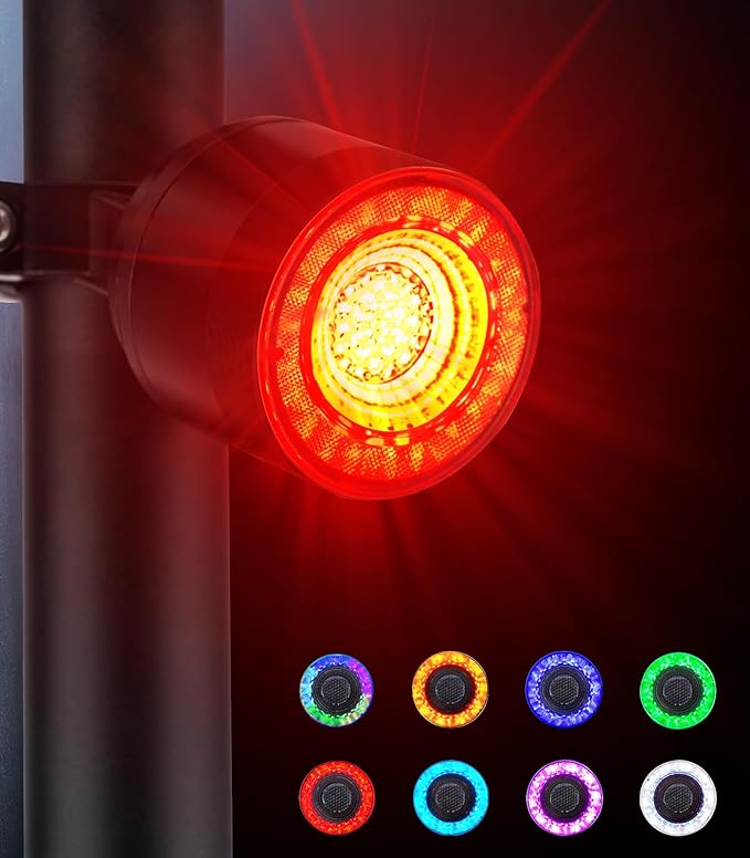 Cruxer Ultra Bright Bike Tail Light 200 Lumen Compact Bicycle Rear Light, USB-C Rechargeable, Smart Brake Sensing up to 300 Lumen, 8 Light Intensity Levels, 4 Lighting Modes, IP66 Waterproof