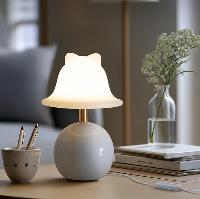 Joyzy Mushroom Table Lamp for Bedroom,Desk Bedside Small Lamps for Living Room Night Stands,Mushroom Lighting Decor Cute Modern Light,Unique Aesthetic Home Living Room Decor