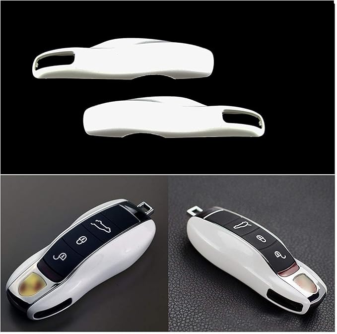 x xotic tech White Smart Remote Key Fob Protector Cover Shell Case Holder Compatible with Porsche Boxster Cayenne Panamera Cayman Macan Carrera 911 991 918 Spyder(Fits 3 Button)