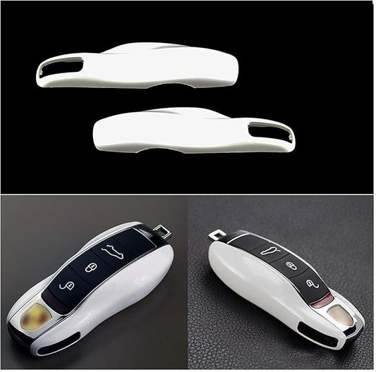x xotic tech White Smart Remote Key Fob Protector Cover Shell Case Holder Compatible with Porsche Boxster Cayenne Panamera Cayman Macan Carrera 911 991 918 Spyder(Fits 3 Button)